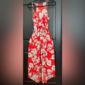 Floral Red Midi Dress